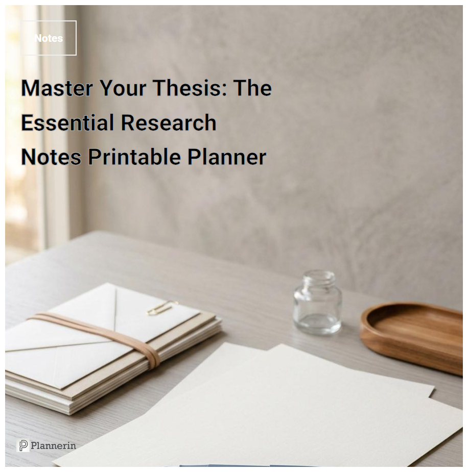 Thesis Research Notes: Essential Printable Academic Planner
